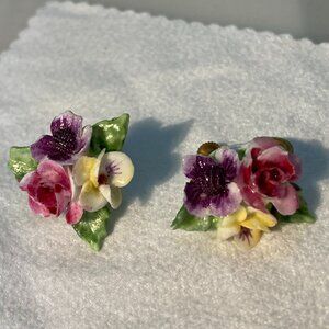 Bone China Screw-back Earrings Vintage